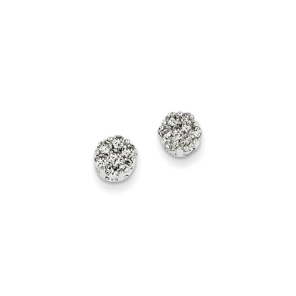 14k White Gold Real Diamond Cluster Screwback Earrings