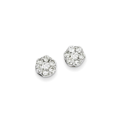 14k White Gold Real Diamond Cluster Screwback Earrings