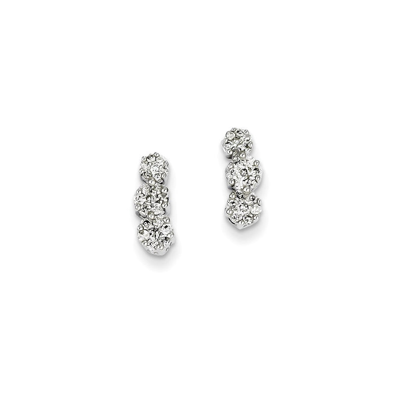 14K White Gold Real Diamond Post Earrings