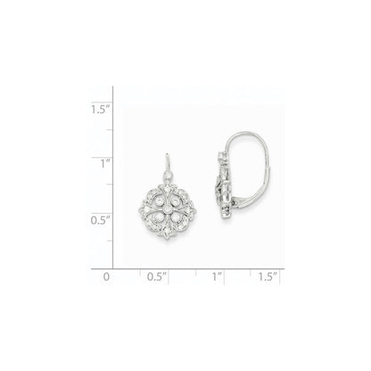 14k White Gold Real Diamond Leverback Earrings