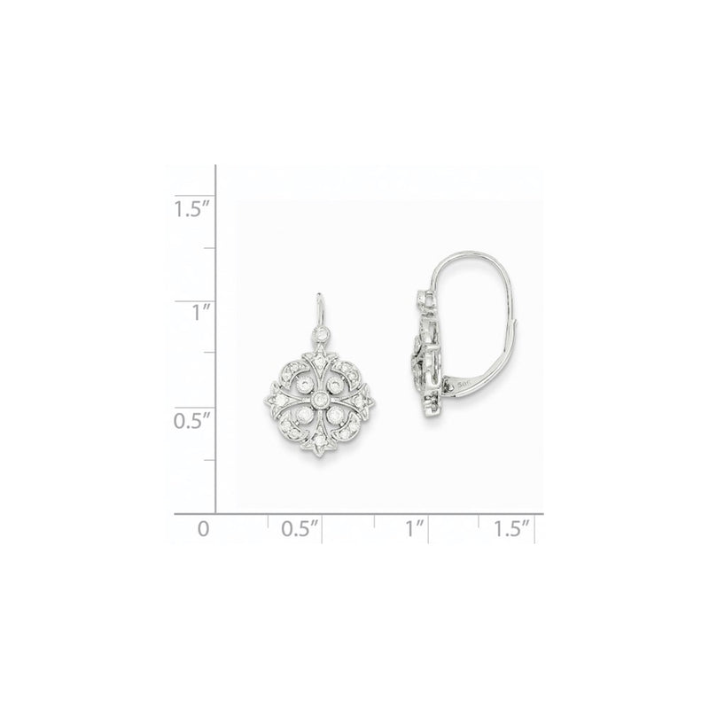 14k White Gold Real Diamond Leverback Earrings