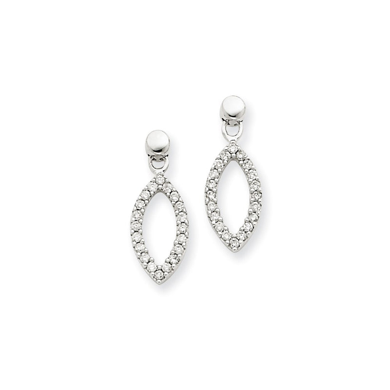 14k White Gold Real Diamond Dangle Earrings