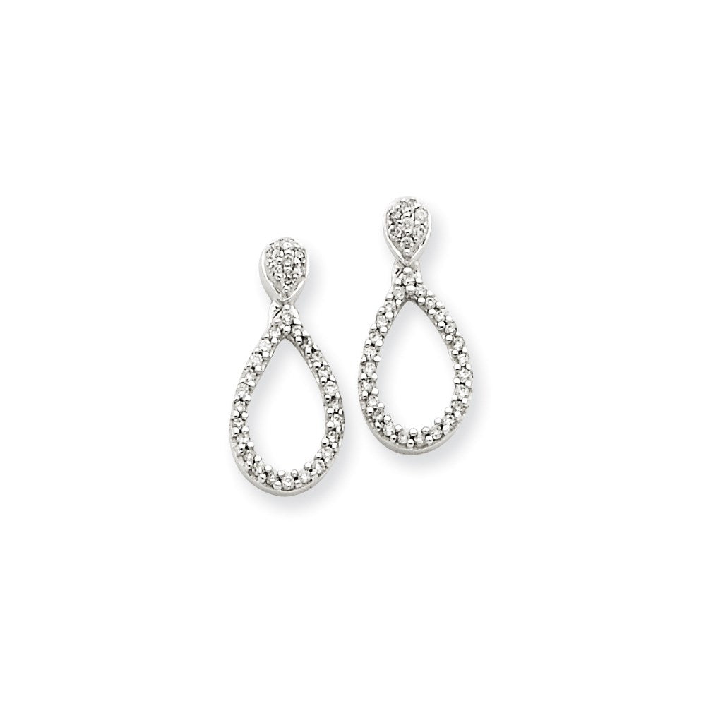 14K White Gold AA Real Diamond Post Earrings