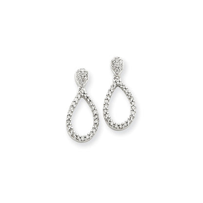 14K White Gold AA Real Diamond Post Earrings