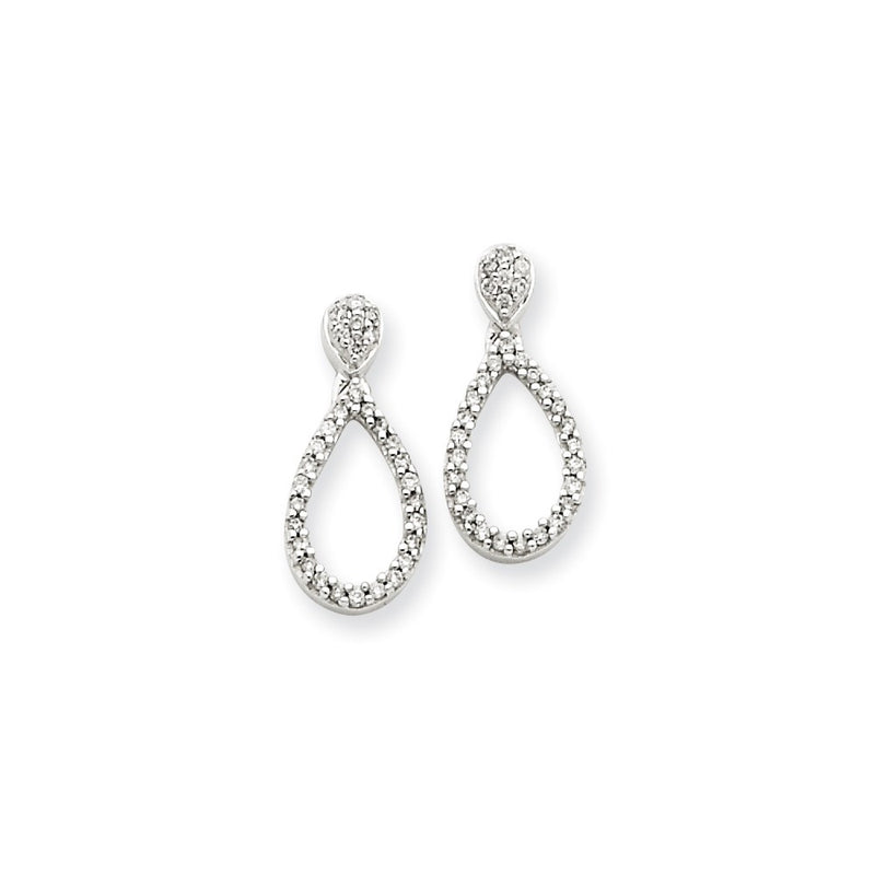 14K White Gold AA Real Diamond Post Earrings