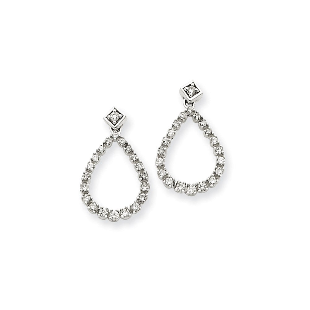 14K White Gold AA Real Diamond Post Earrings