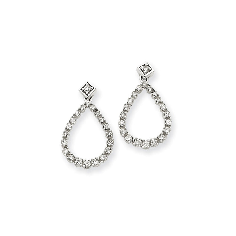 14K White Gold AA Real Diamond Post Earrings