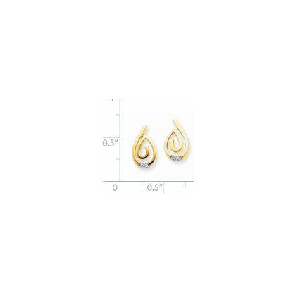 14K Yellow Gold and Rhodium Real Diamond Post Earrings