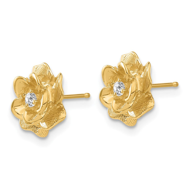 14k Yellow Gold AAA Real Diamond Earrings