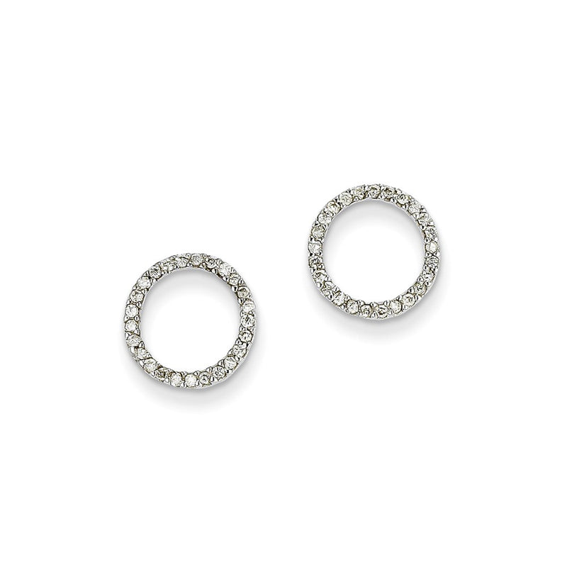 14K White Gold 1/4Ctw Circle Real Diamond Earrings