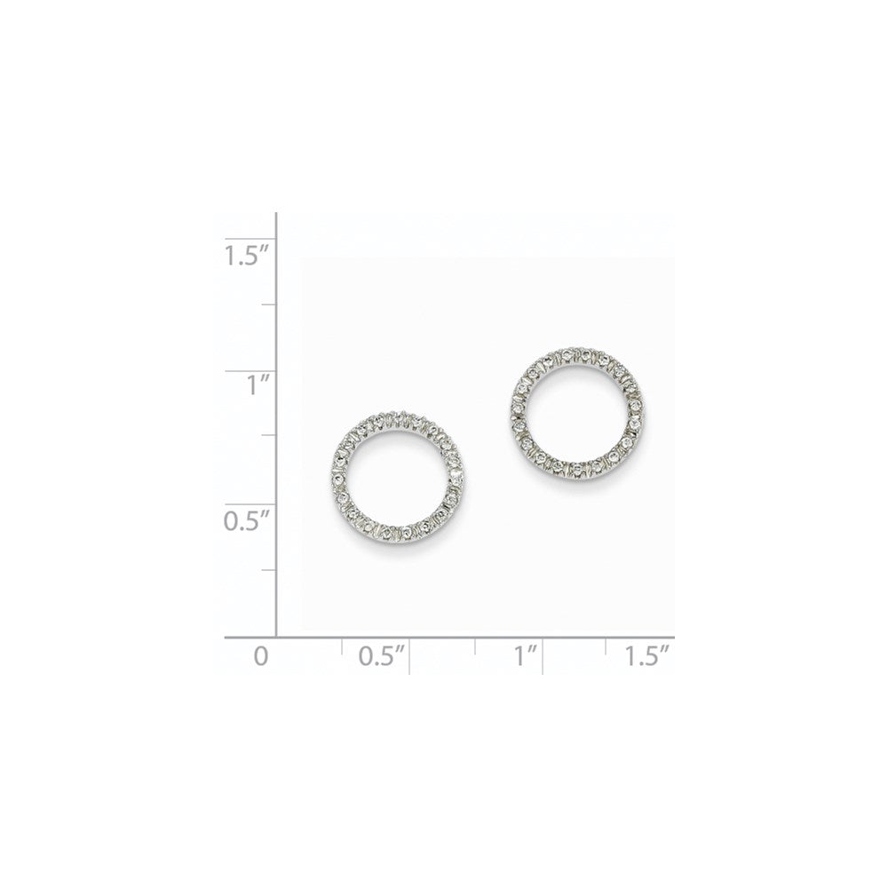 14K White Gold 1/8 Ctw Circle Real Diamond Earrings