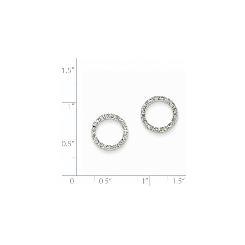 14K White Gold 1/8 Ctw Circle Real Diamond Earrings