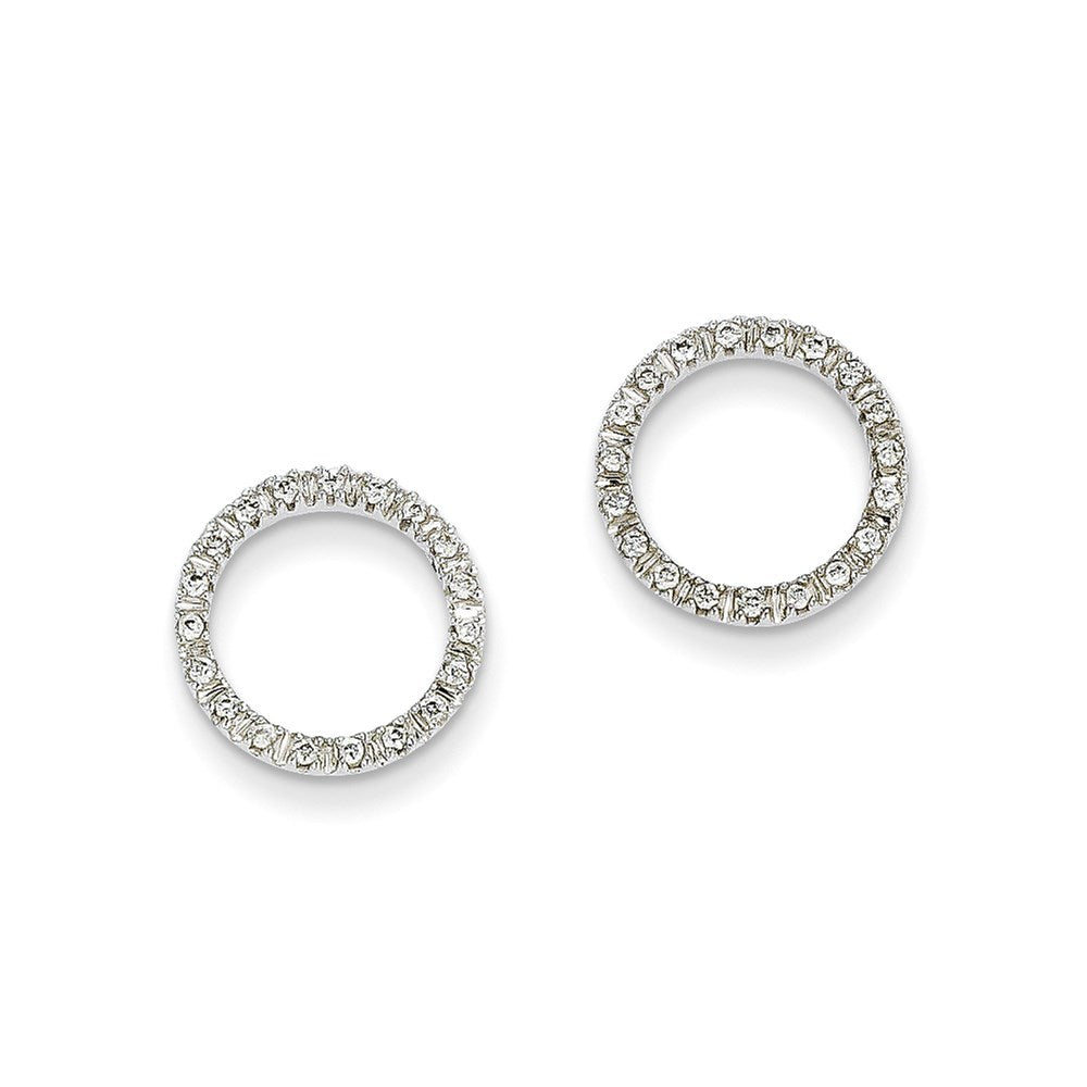 14K White Gold 1/8 Ctw Circle Real Diamond Earrings