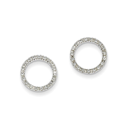 14K White Gold 1/8 Ctw Circle Real Diamond Earrings