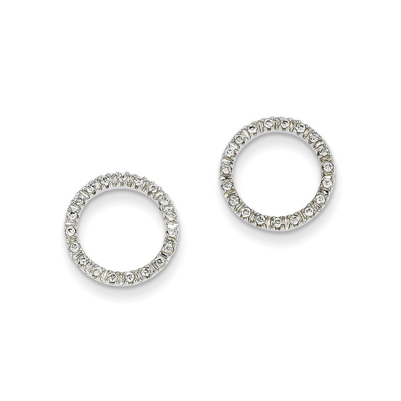 14K White Gold 1/8 Ctw Circle Real Diamond Earrings