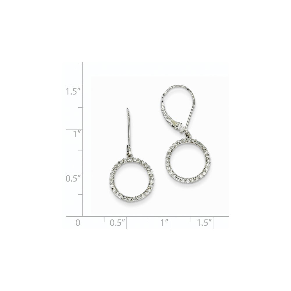 14k White Gold Leverback Circle Earrings