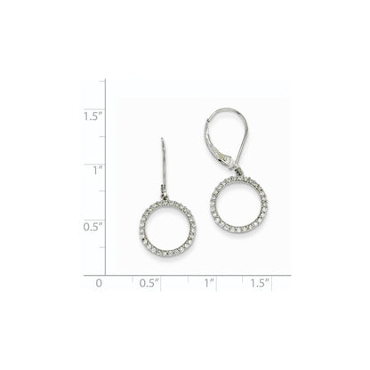 14k White Gold Leverback Circle Earrings