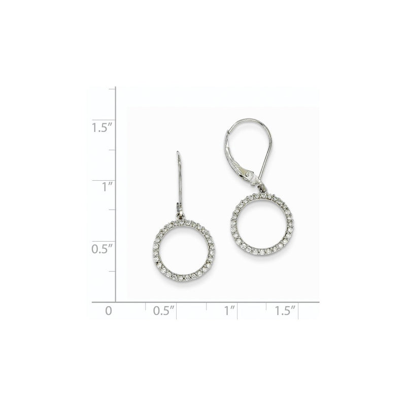 14k White Gold Leverback Circle Earrings