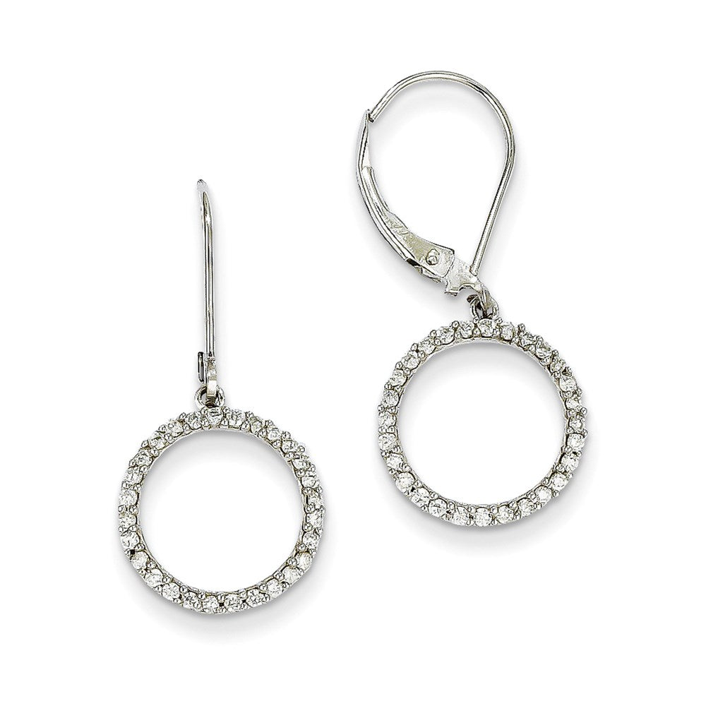 14k White Gold Leverback Circle Earrings