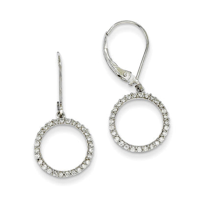 14k White Gold Leverback Circle Earrings