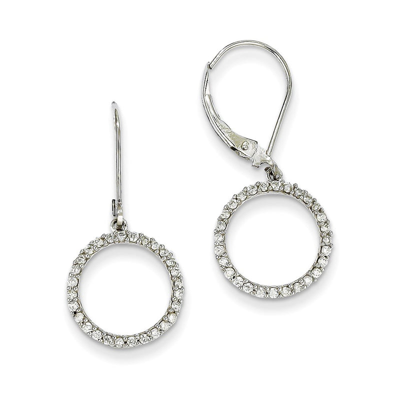 14k White Gold Leverback Circle Earrings