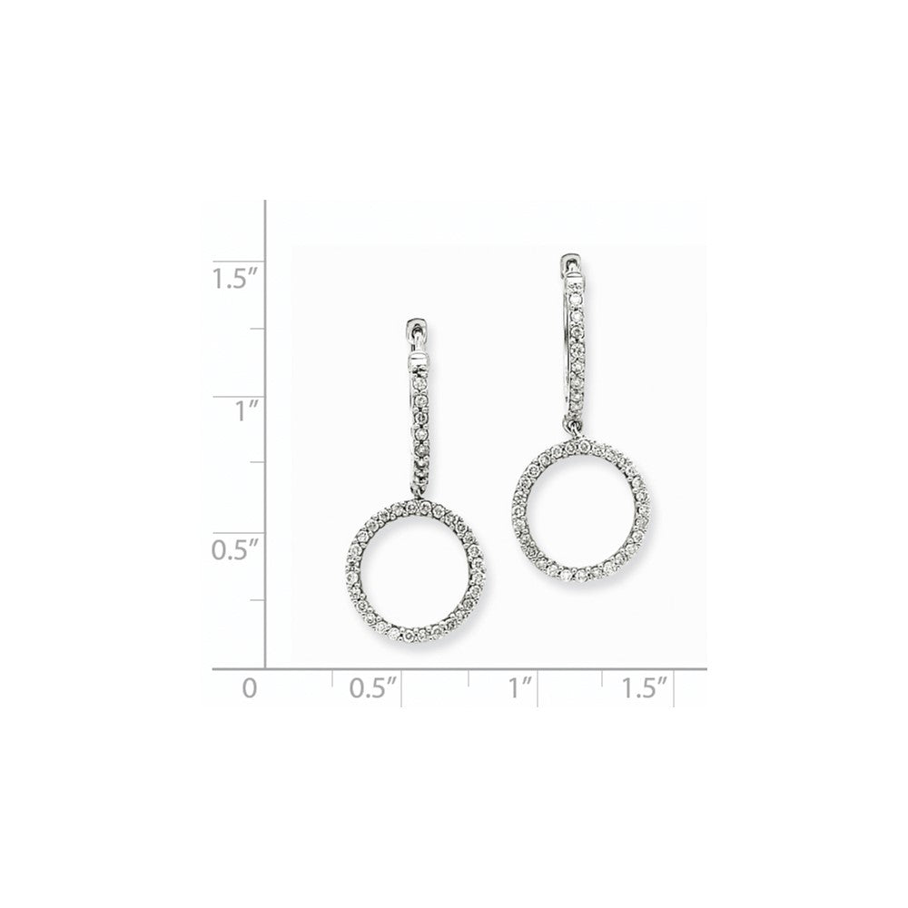 14k White Gold Real Diamond Double Hoop Earrings
