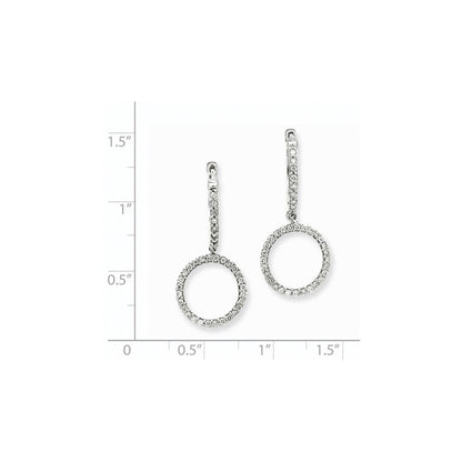 14k White Gold Real Diamond Double Hoop Earrings
