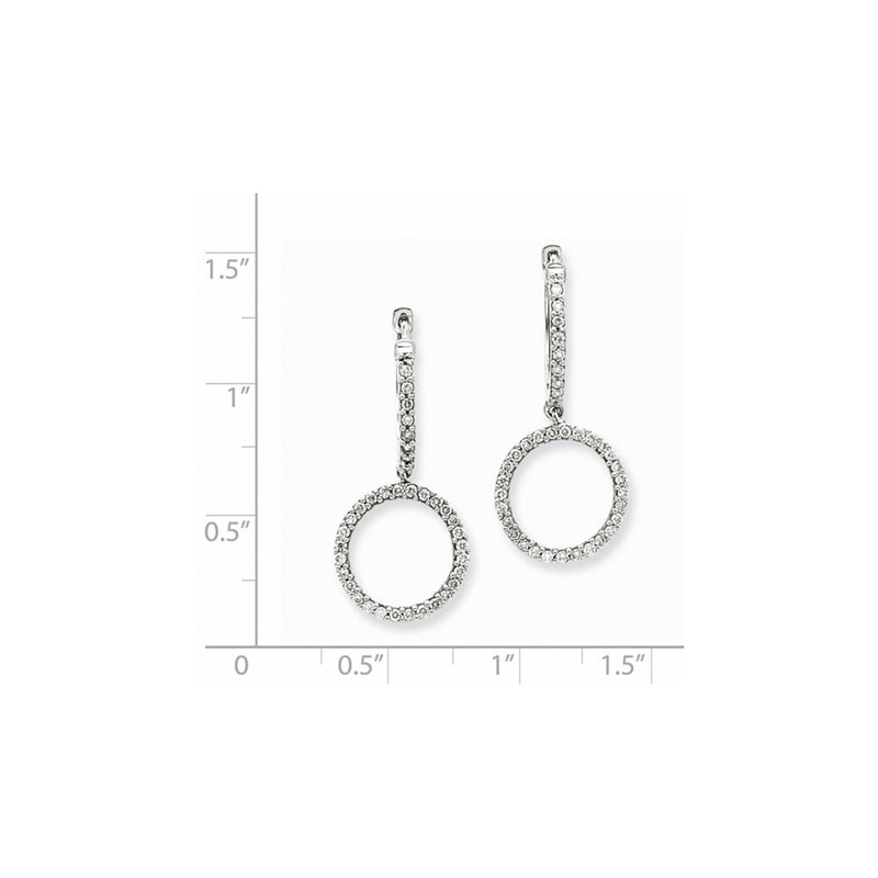 14k White Gold Real Diamond Double Hoop Earrings