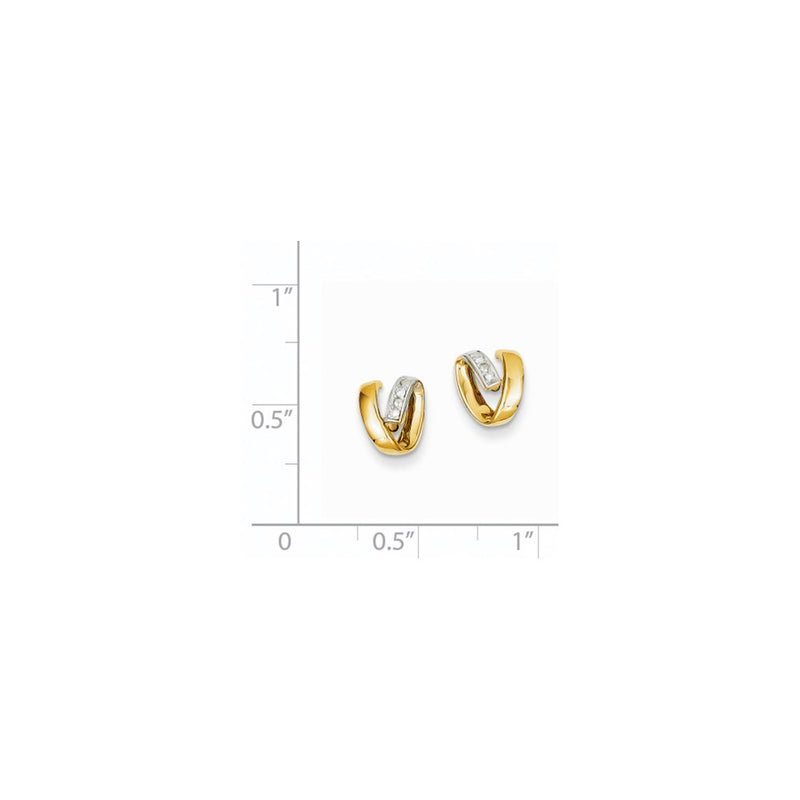 14K Yellow Gold and Rhodium Real Diamond Earrings