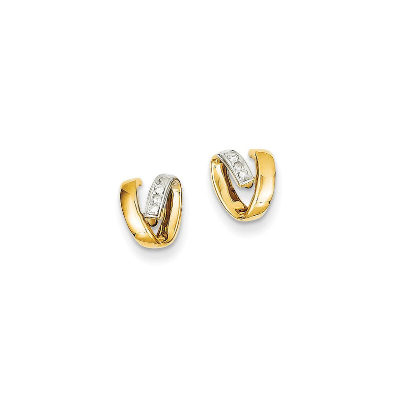14K Yellow Gold and Rhodium Real Diamond Earrings