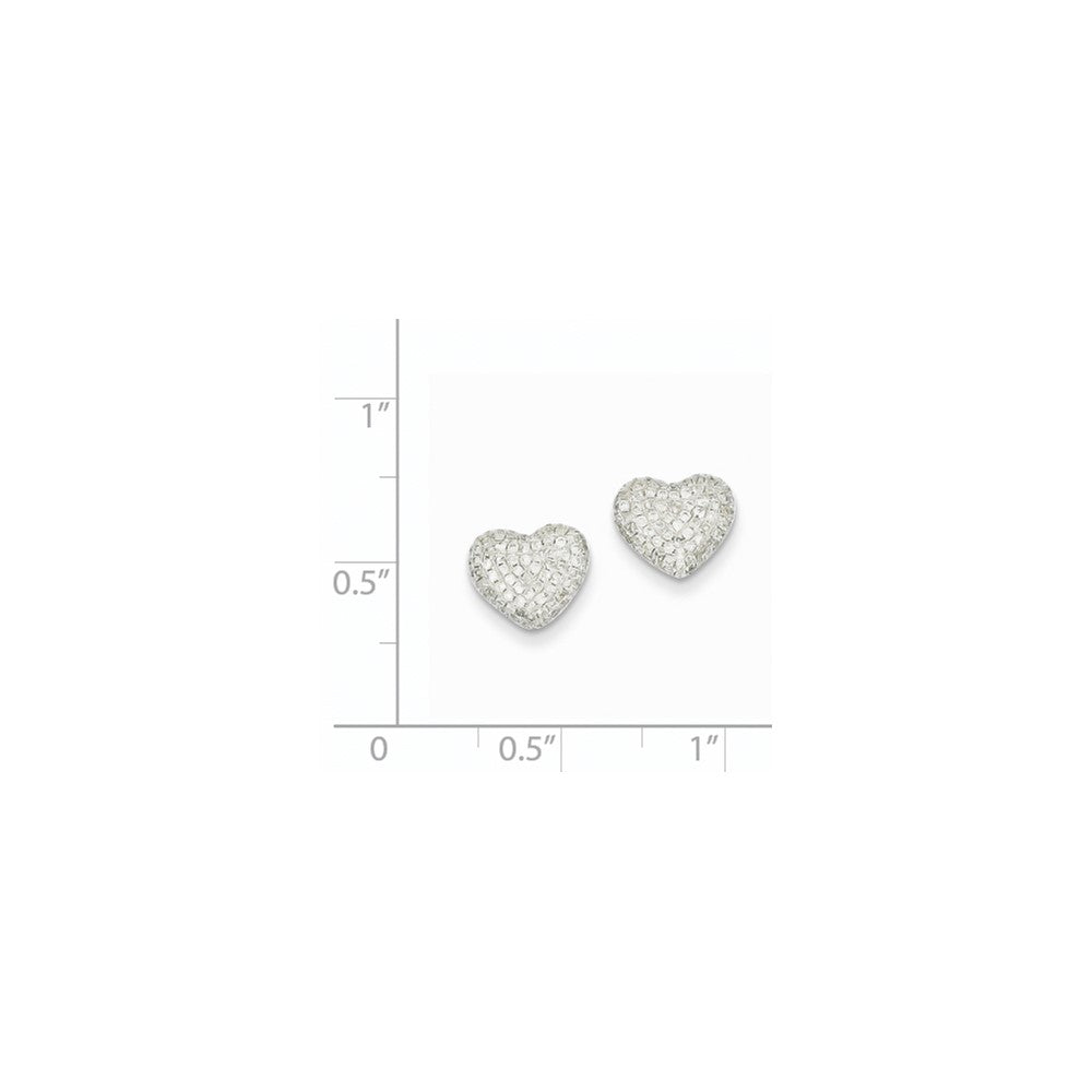 14k White Gold AA Real Diamond Heart Post Earrings