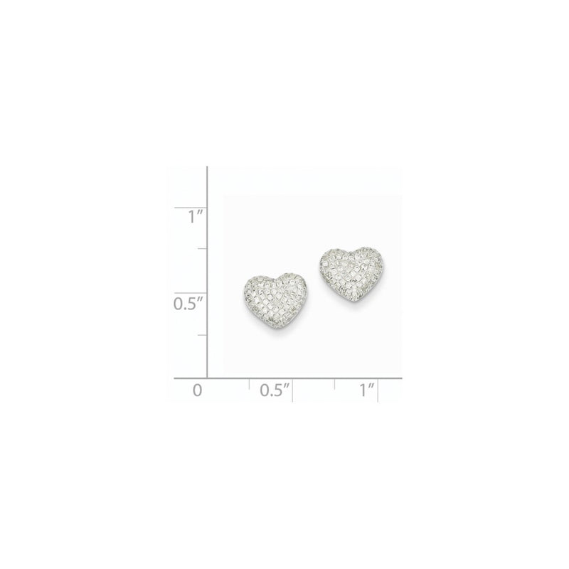14k White Gold AA Real Diamond Heart Post Earrings