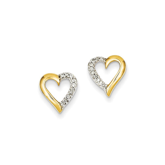 14k Yellow Gold AA Real Diamond Post Earrings