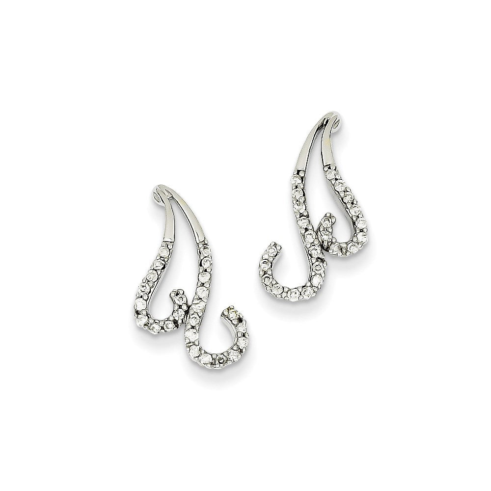 14k White Gold Real Diamond Post Earrings