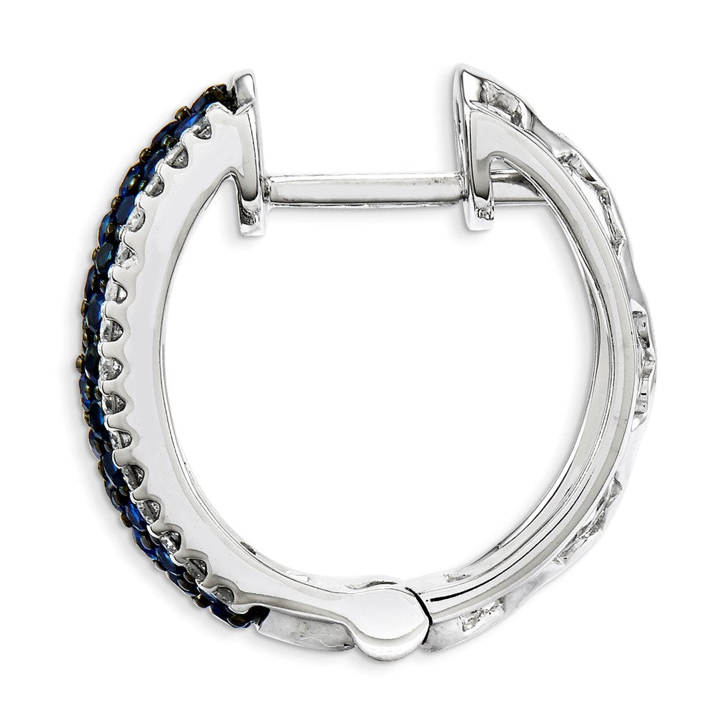 14k White Gold AA Real Diamond & Sapphire Earrings