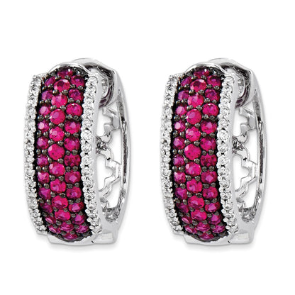 14k White Gold AA Real Diamond & Ruby Earrings