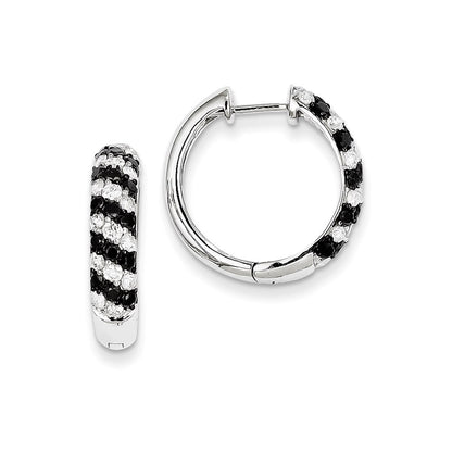 14k White Gold AA Real Diamond Hoop Earrings