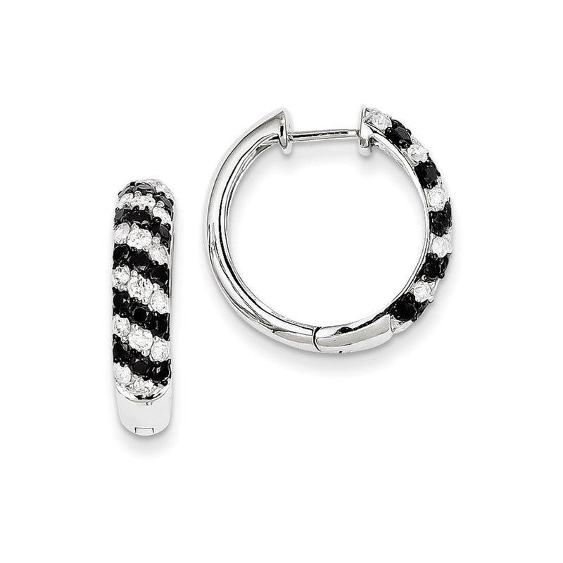 14k White Gold AA Real Diamond Hoop Earrings