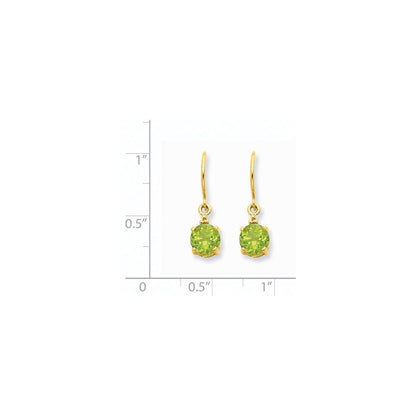 14k Yellow Gold Peridot & Real Diamond Dangle Earrings