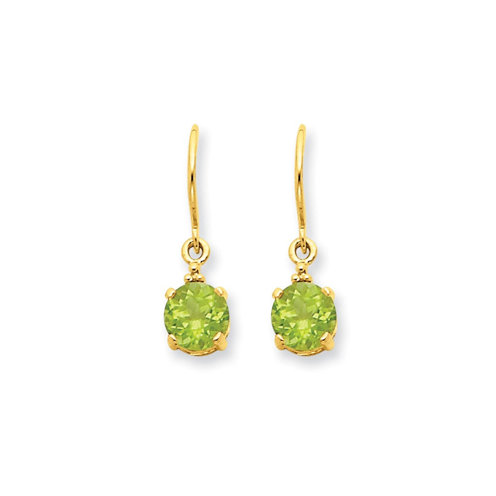 14k Yellow Gold Peridot & Real Diamond Dangle Earrings