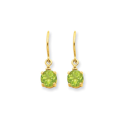 14k Yellow Gold Peridot & Real Diamond Dangle Earrings