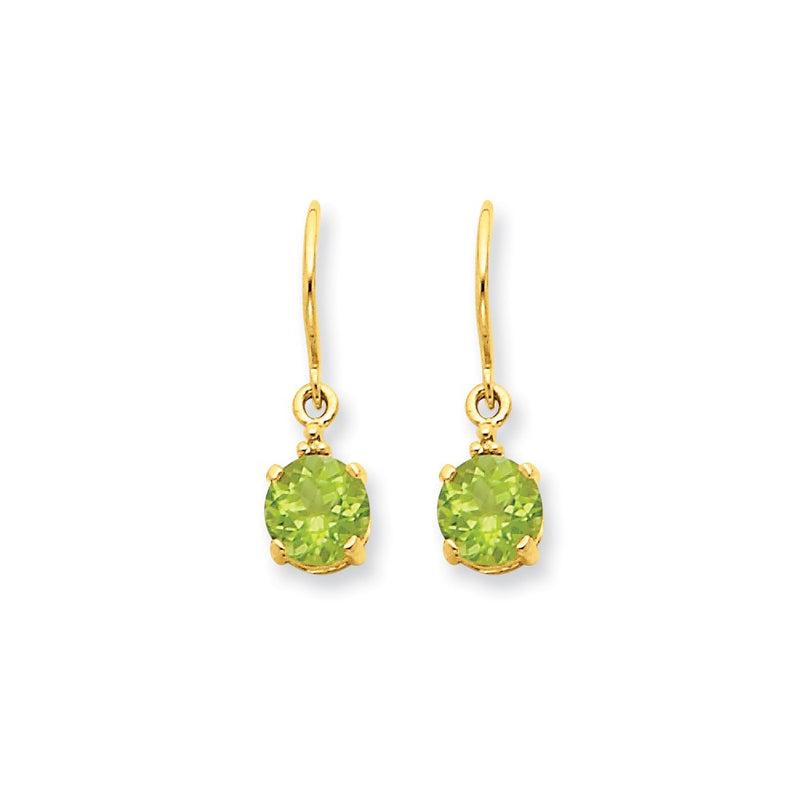 14k Yellow Gold Peridot & Real Diamond Dangle Earrings