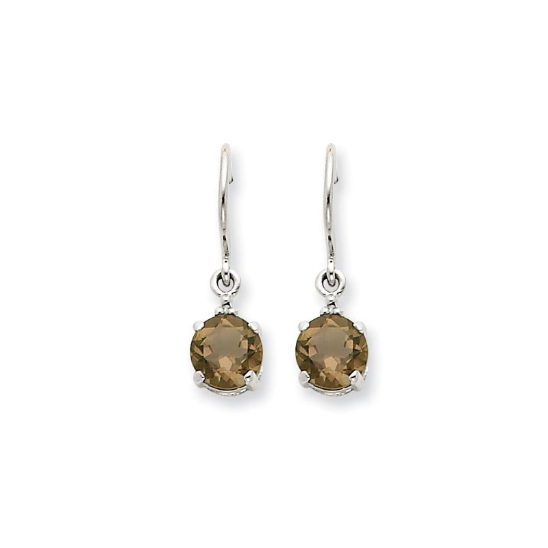 14k White Gold Smok Yellow Gold Quartz & Real Diamond Dangle Earrings