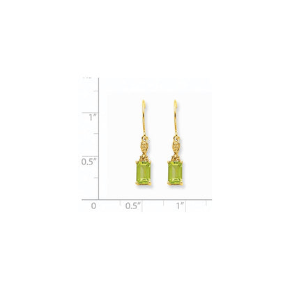 14k Yellow Gold Peridot & Real Diamond Dangle Earrings