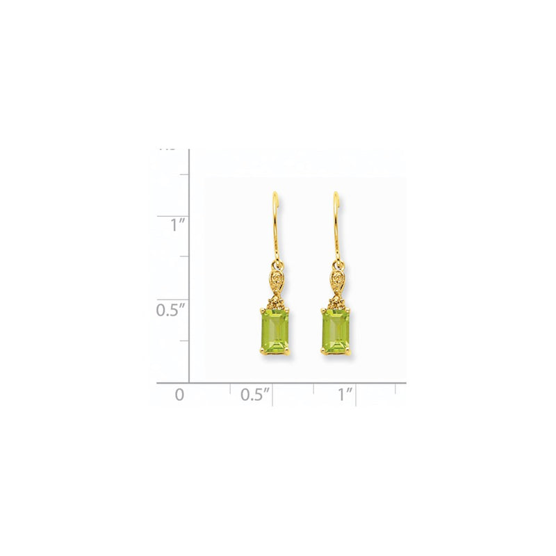 14k Yellow Gold Peridot & Real Diamond Dangle Earrings
