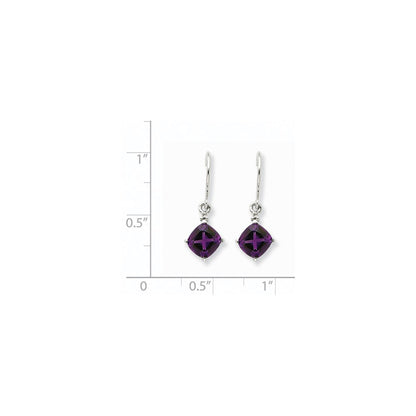 14k White Gold Amethyst & Real Diamond Dangle Earrings