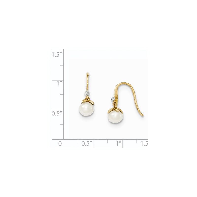 14k Yellow Gold 5-6mm FW Cultured Pearl & Real Diamond Earrings