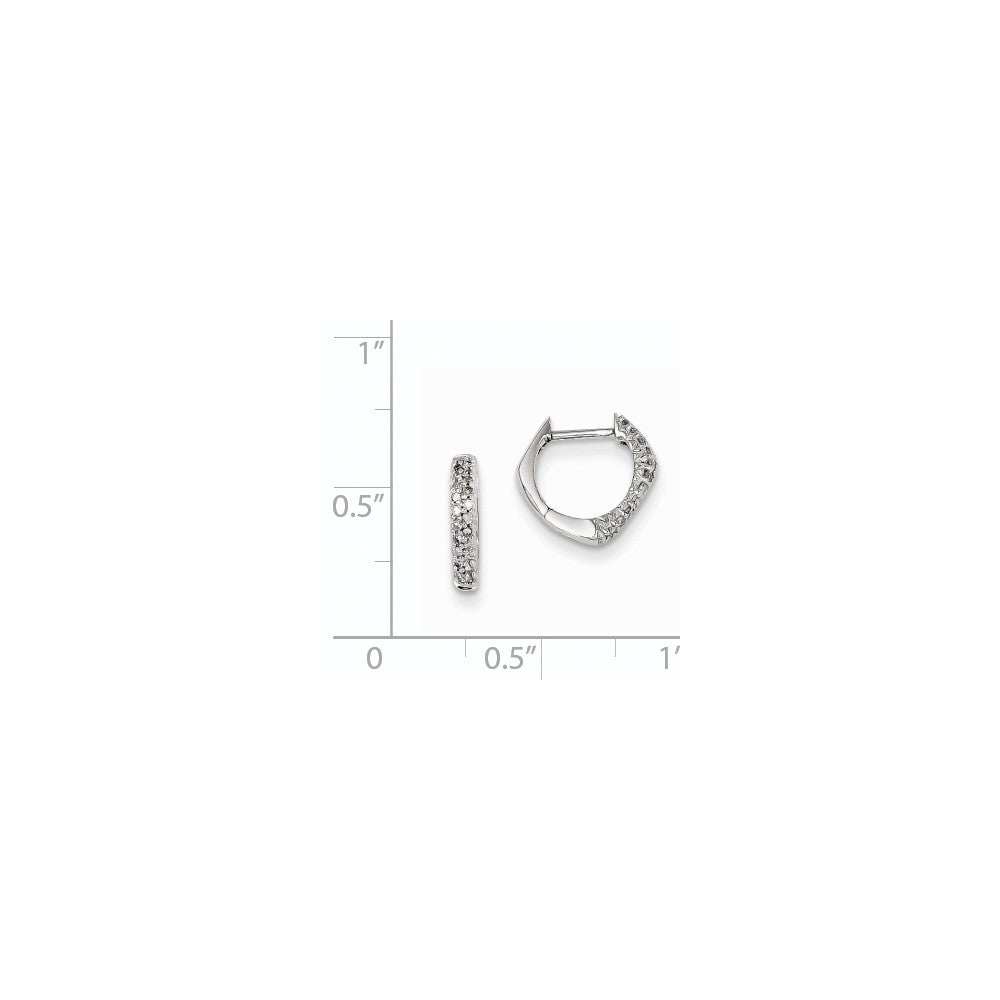 14k White Gold Real Diamond Hinged Heart Earrings