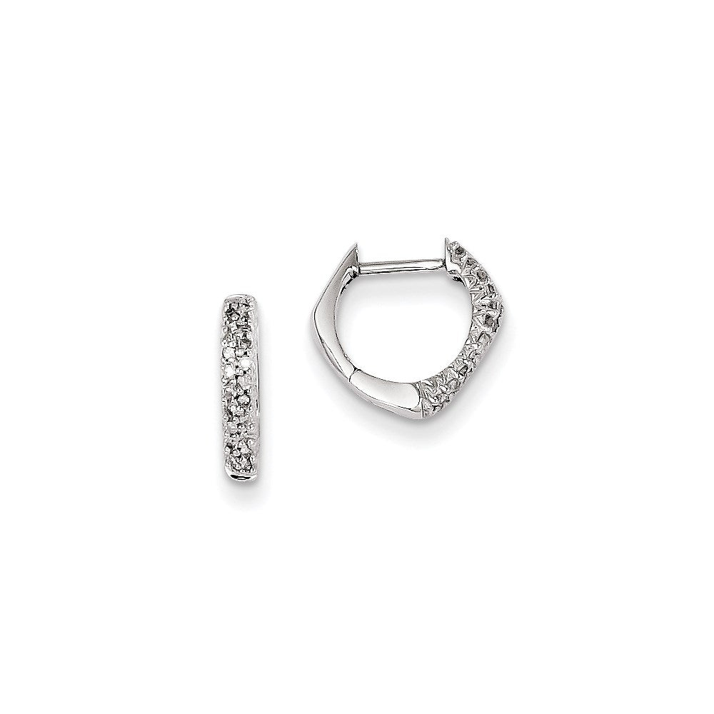 14k White Gold Real Diamond Hinged Heart Earrings