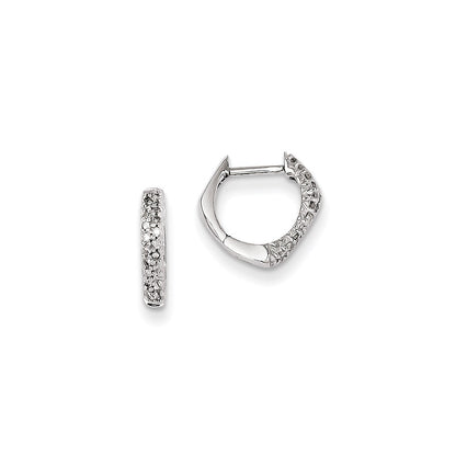 14k White Gold Real Diamond Hinged Heart Earrings